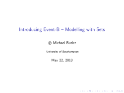 Introducing Event-B -- Modelling with Sets