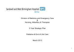 Palliative EOL Care Strategy 2013 - Sandwell and West Birmingham