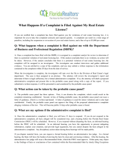 DBPR complaint process