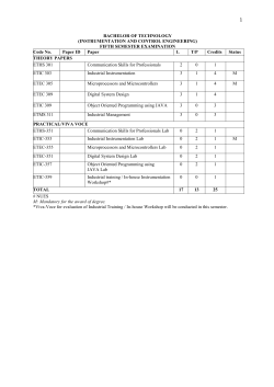 BACHELOR OF TECHNOLOGY (INSTRUMENTATION AND
