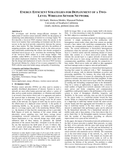 energy efficient strategies for deployment of a two