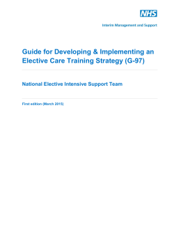 1.3 What is an Elective Care Training Strategy?