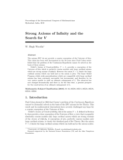 Strong Axioms of Infinity and the Search for V