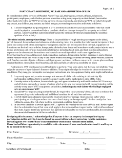 Assumption of Risk - Wasatch Power Toys