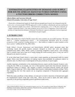 Elasticities of demand and supply for South African manufactured