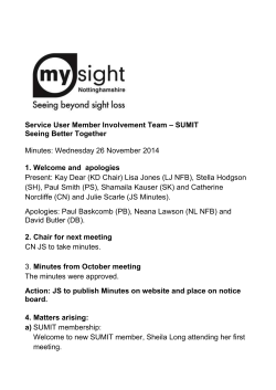 to Latest SUMIT minutes for Nov 2014