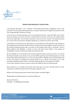 SPORTS AND SOLIDALITY ALWAYS WIN Guardian &ndash; AccoglieRete