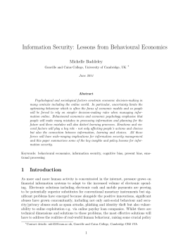 Information Security: Lessons from Behavioural Economics