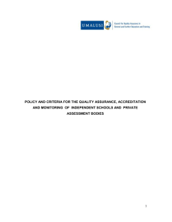 Policy and Criteria for the Quality Assurance, Accreditation