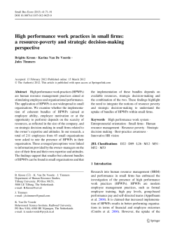 High performance work practices in small firms: a resource