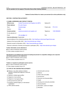1 / 7 CONTRACT NOTICE - BELOW TRESHOLD