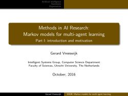 Methods in AI Research: Markov models for multi