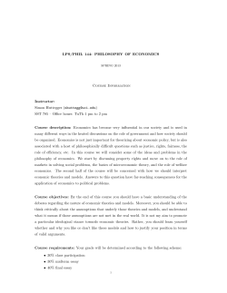 LPS/PHIL 144: PHILOSOPHY OF ECONOMICS Course