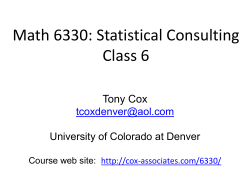 Statistical Consulting - Cox Associates Consulting