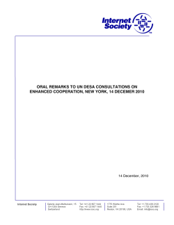 Oral Remarks to UN DESA Consultations on Enhanced Cooperation