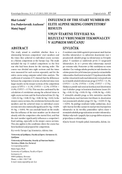 izvleček abstract influence of the start number on elite alpine skiing