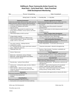 Early Head Start &ndash; State Preschool Child Development