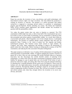 CHANGING THE INCENTIVE STRUCTURE OF PATENT LAW