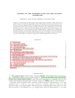 LOOPING OF THE NUMBERS GAME AND THE ALCOVED