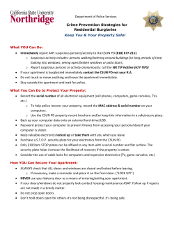 Crime Prevention Strategies for Residential Burglaries