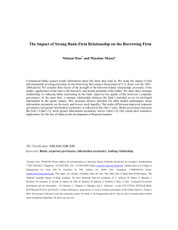 The Impact of Strong Bank-Firm Relationship on the Borrowing Firm