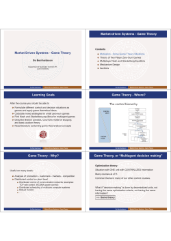 Market Driven Systems - Game Theory Market