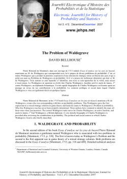 The Problem of Waldegrave - Electronic Journal for History of