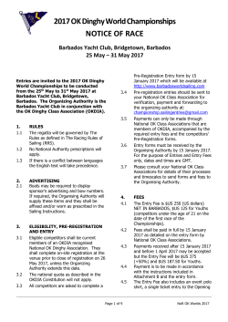 Notice of Race - OK Worlds 2017