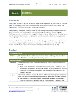 Grade 10 ELA Module 3, Unit 1, Lesson 5