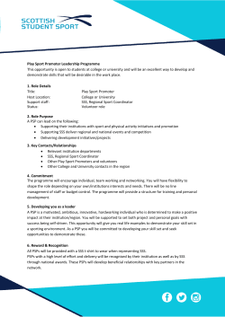 Play Sport Promoter Leadership Programme This opportunity is