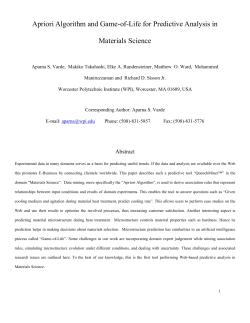 Apriori Algorithm and Game-of-Life for Predictive Analysis in