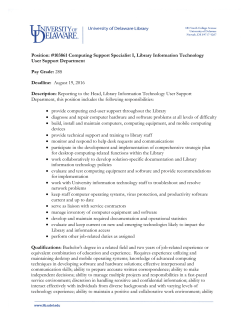 Position: #103861 Computing Support Specialist I, Library