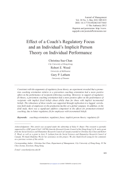 Effect of a Coach`s Regulatory Focus and an Individual`s Implicit