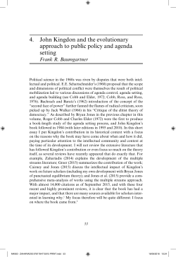 John Kingdon and the Evolutionary Approach to Public Policy and