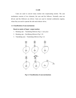 CAM Cams are used to convert rotary motion into reciprocating