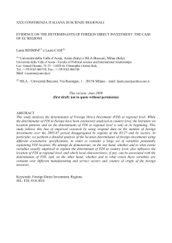 Evidence on the Determinants of Foreign Direct Investment: the case
