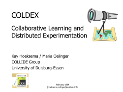 COLDEX - Collaborative Learning and Distributed Experimentation