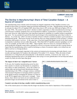 The Decline in Manufacturing`s Share of Total Canadian Output — A