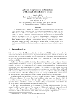 About Regression Estimators with High Breakdown Point 1