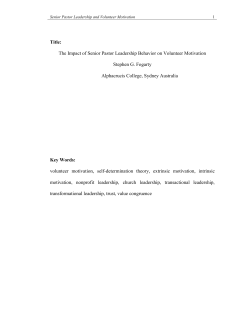 The Impact of Senior Pastor Leadership Behavior on Volunteer