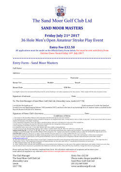 Entry Form - Sand Moor Masters