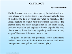 captaincy - Cricket for India