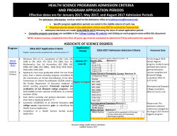 Health Sciences Program Prerequisites Chart
