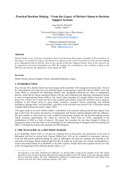 Practical Decision Making &ndash; From the Legacy of Herbert Simon to