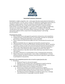 Basketball Cautionary Statement Basketball is a highly competitive