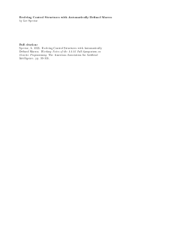 Evolving Control Structures with Automatically De ned