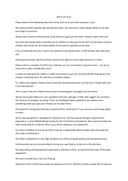 RULES OF PLAY Please observe the following Adventure Point