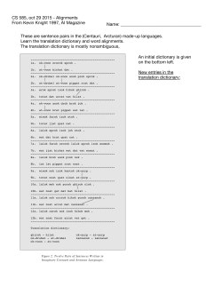 CS 585, oct 29 2015 - Alignments From Kevin Knight 1997, AI