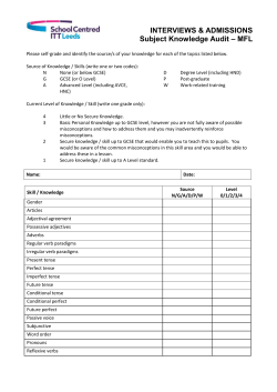 SCITT MFL Subject Knowledge Audit