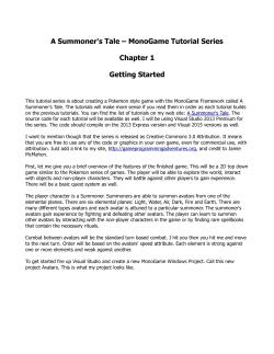 A Summoner`s Tale &ndash; MonoGame Tutorial Series Chapter 1 Getting